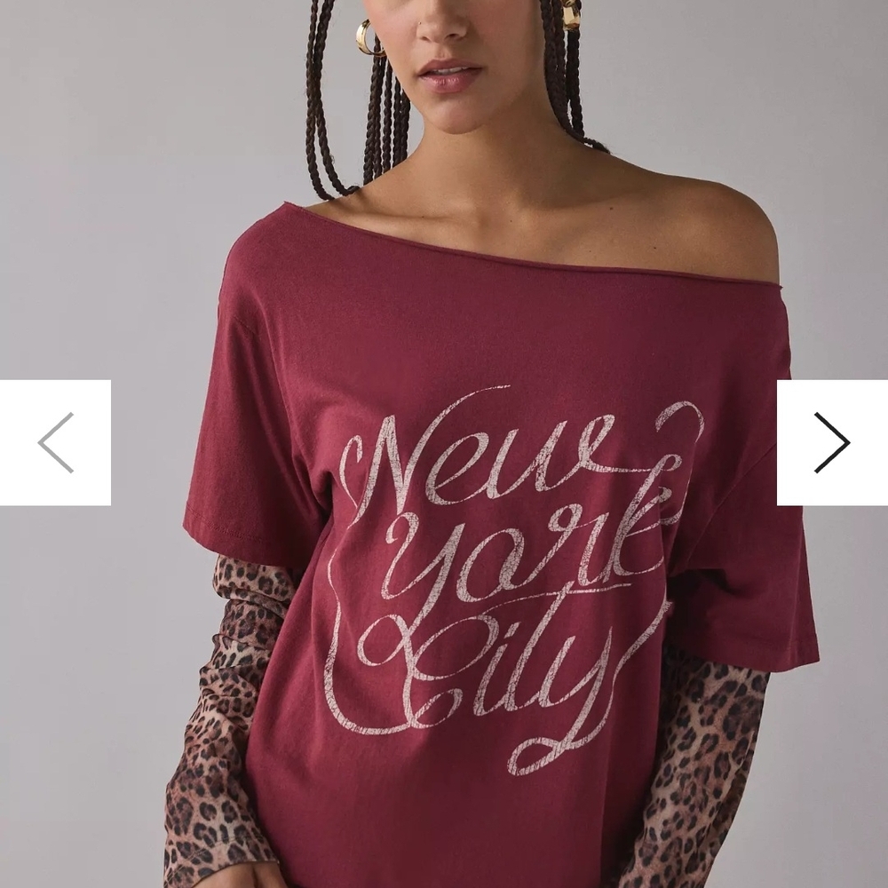 Urban Outfitters Burgundy "New York City" Long Sleeve Tee